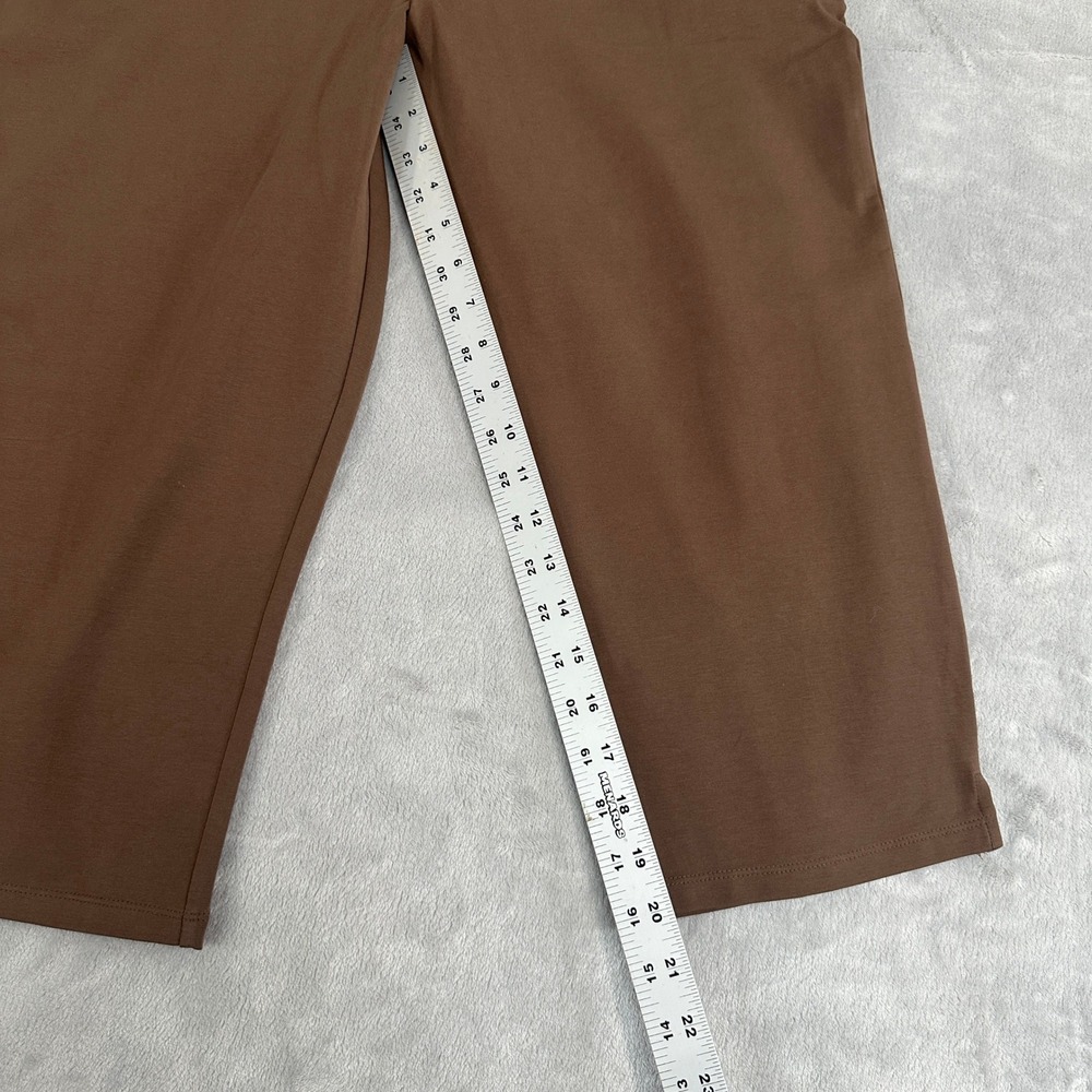 Susan Graver Weekend Brown Cotton Spandex Pull On Crop Pants Large - Picture 3 of 8